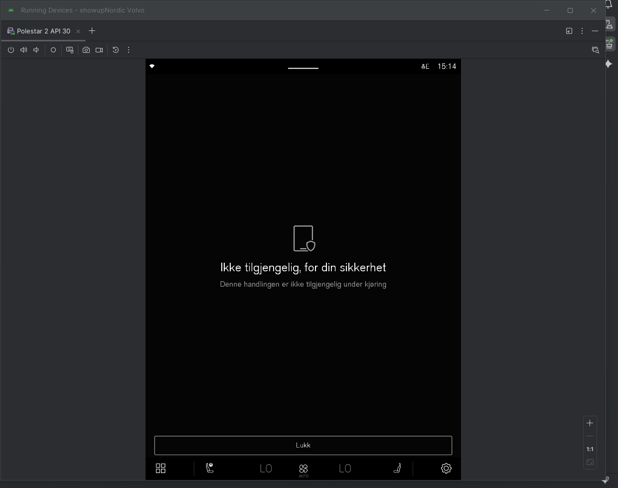 Android Automotive sperrer ShowUp Nordic under simulert kjøring